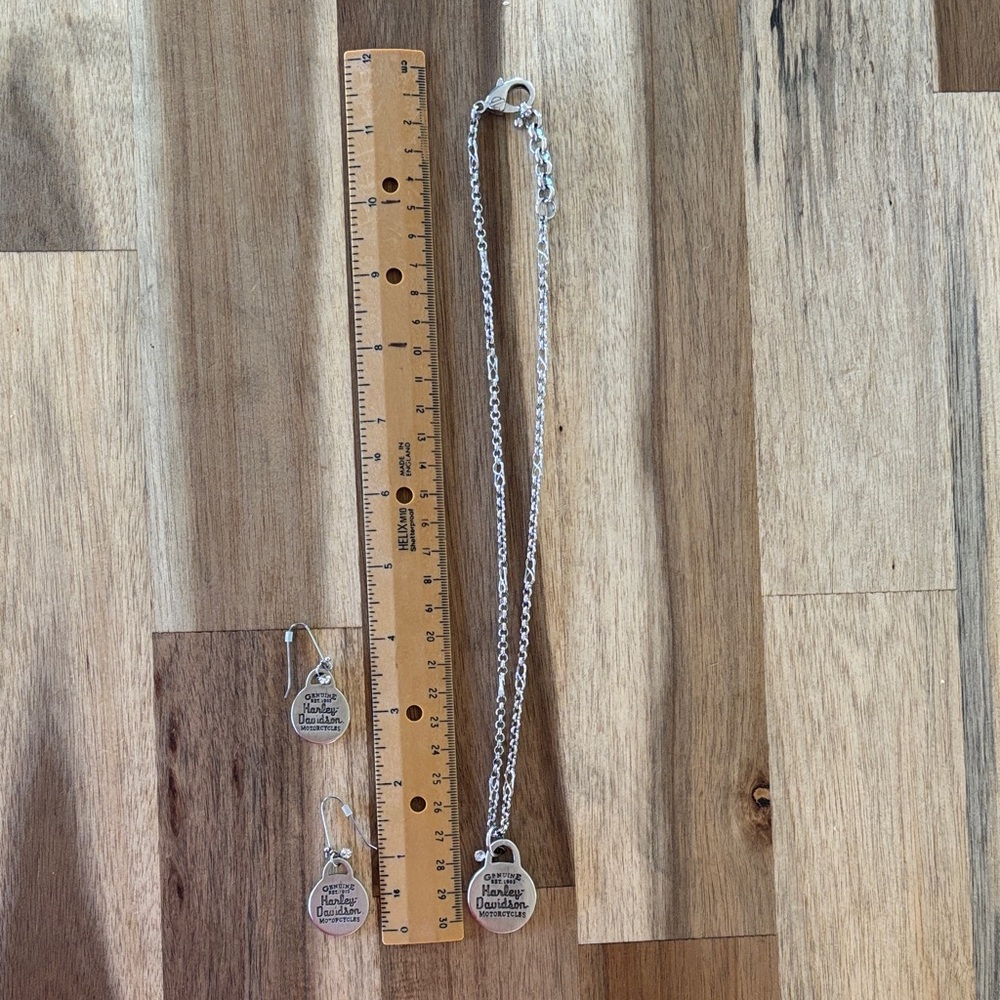 Silver Harley Davidson Necklace and Earring Set - Picture 4 of 4